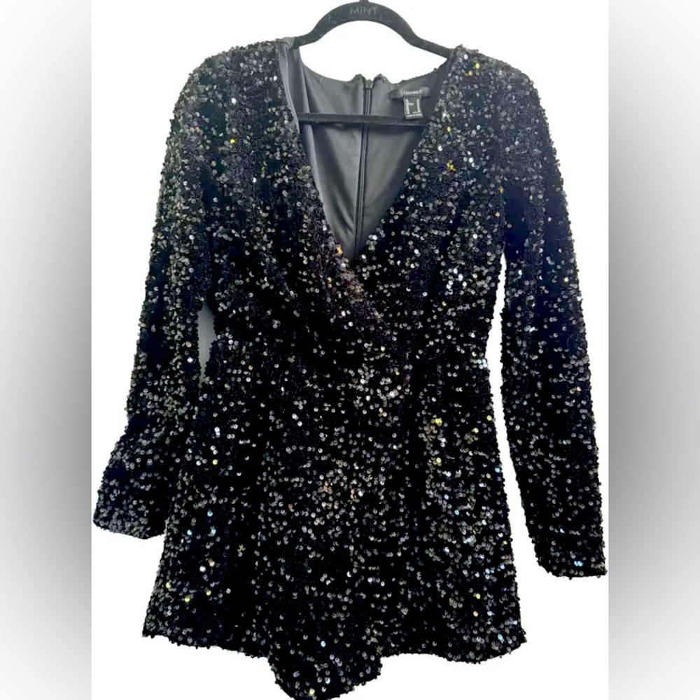 Forever 21 Black Sequin Glam Jumpsuit